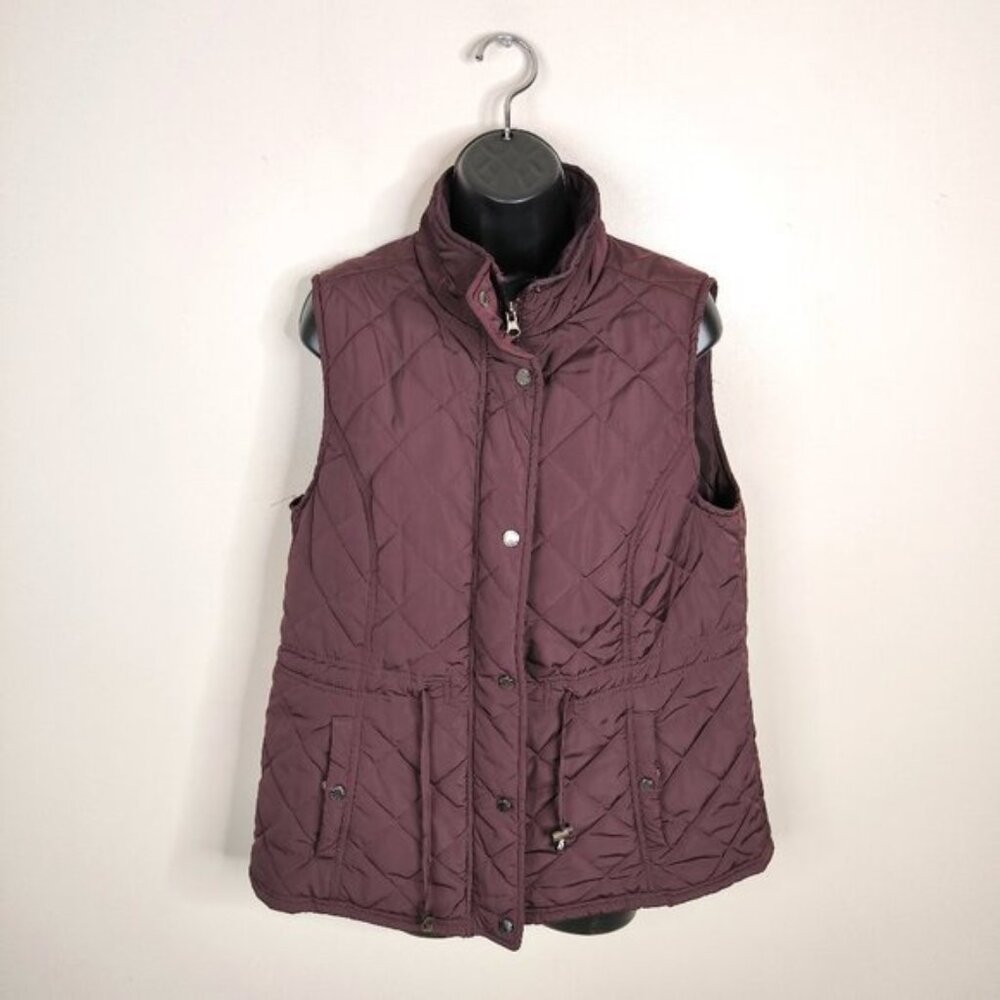 Cynthia Rowley Hiking Utility Cabin Outdoor Equestrian Quilted Eggplant Vest L